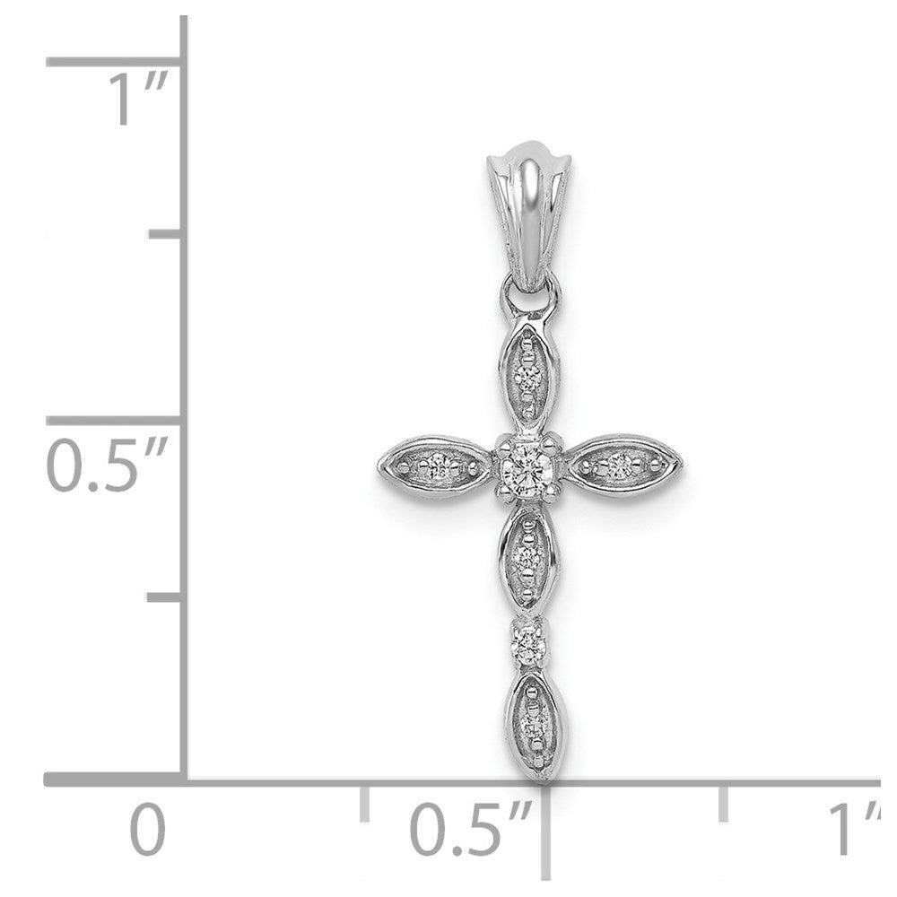 14k White Gold 1/20ct. Diamond Cross Pendant