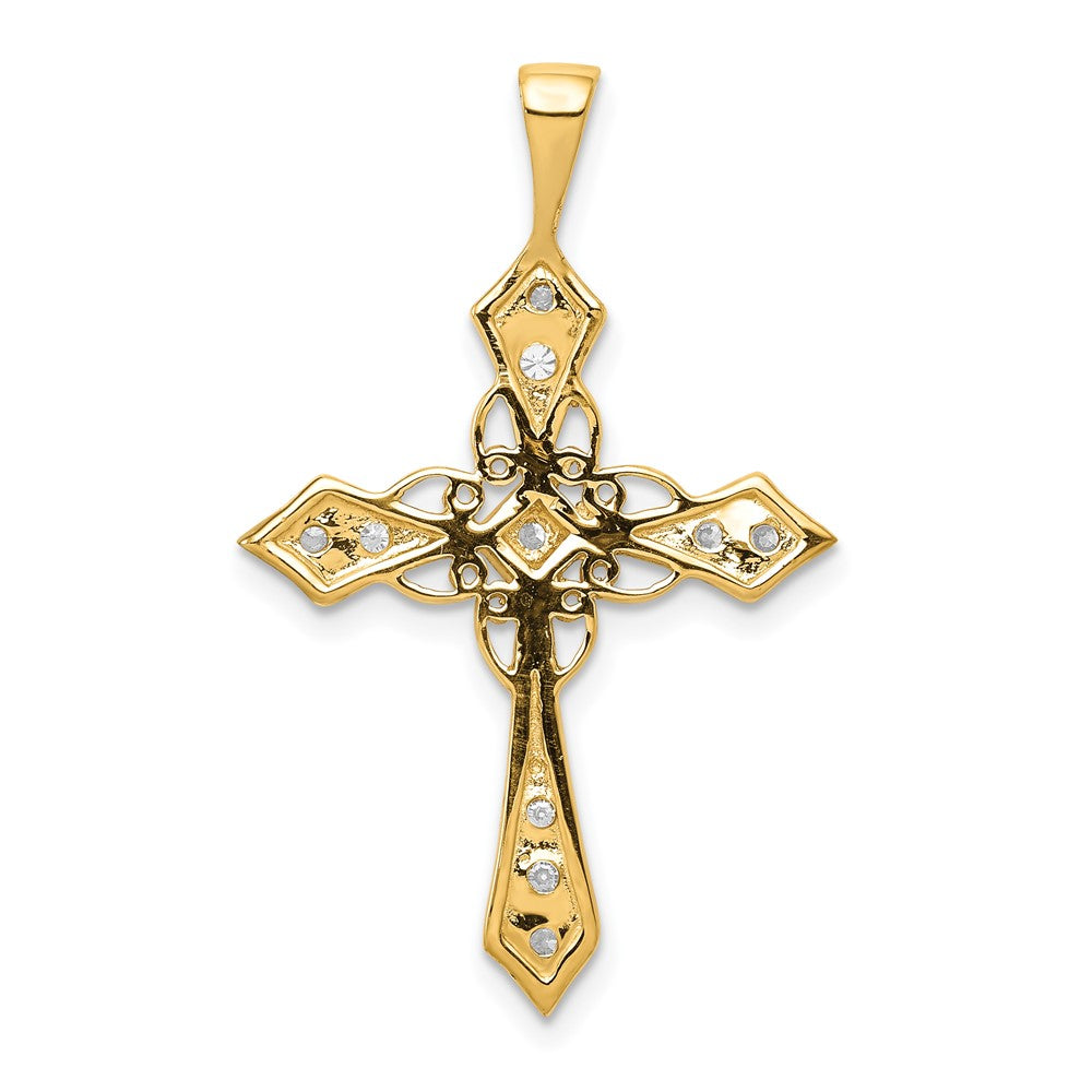 14k AA Diamond Passion Cross Pendant