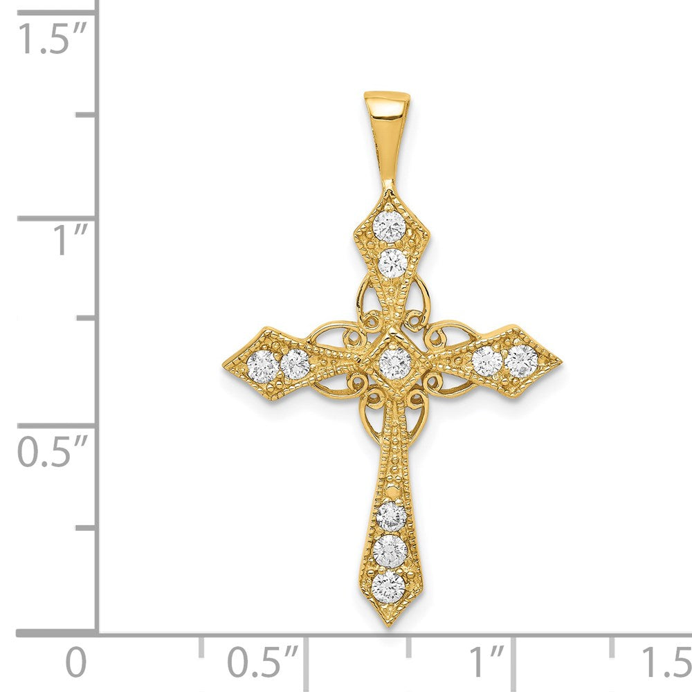 14k AA Diamond Passion Cross Pendant