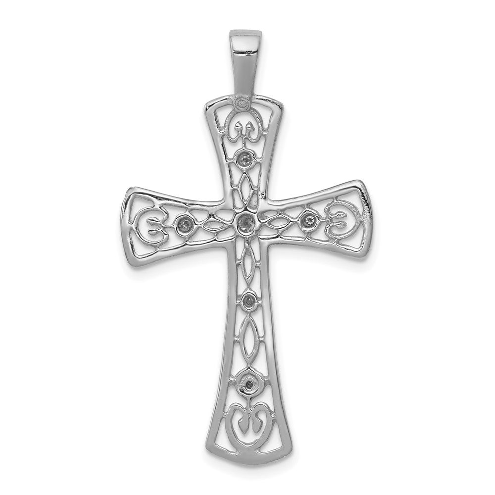 14k White Gold AA Diamond Cross Pendant