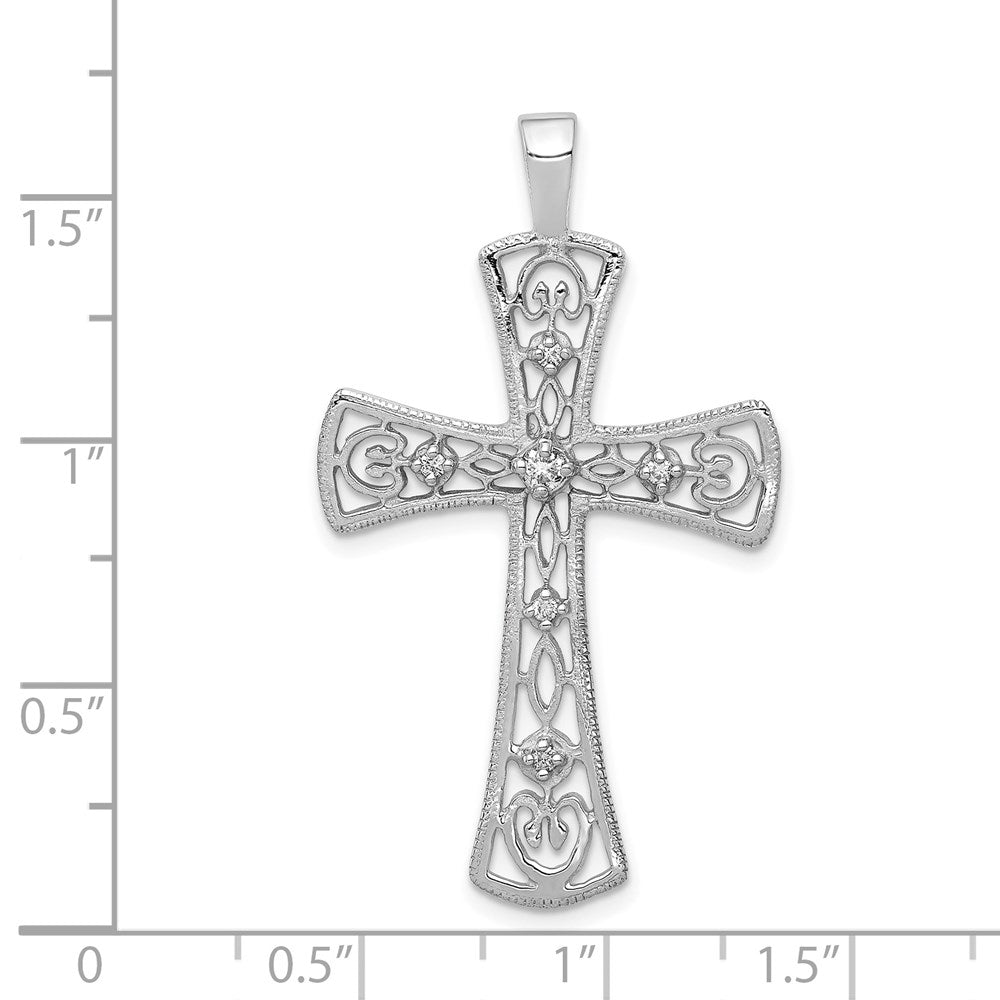 14k White Gold AA Diamond Cross Pendant
