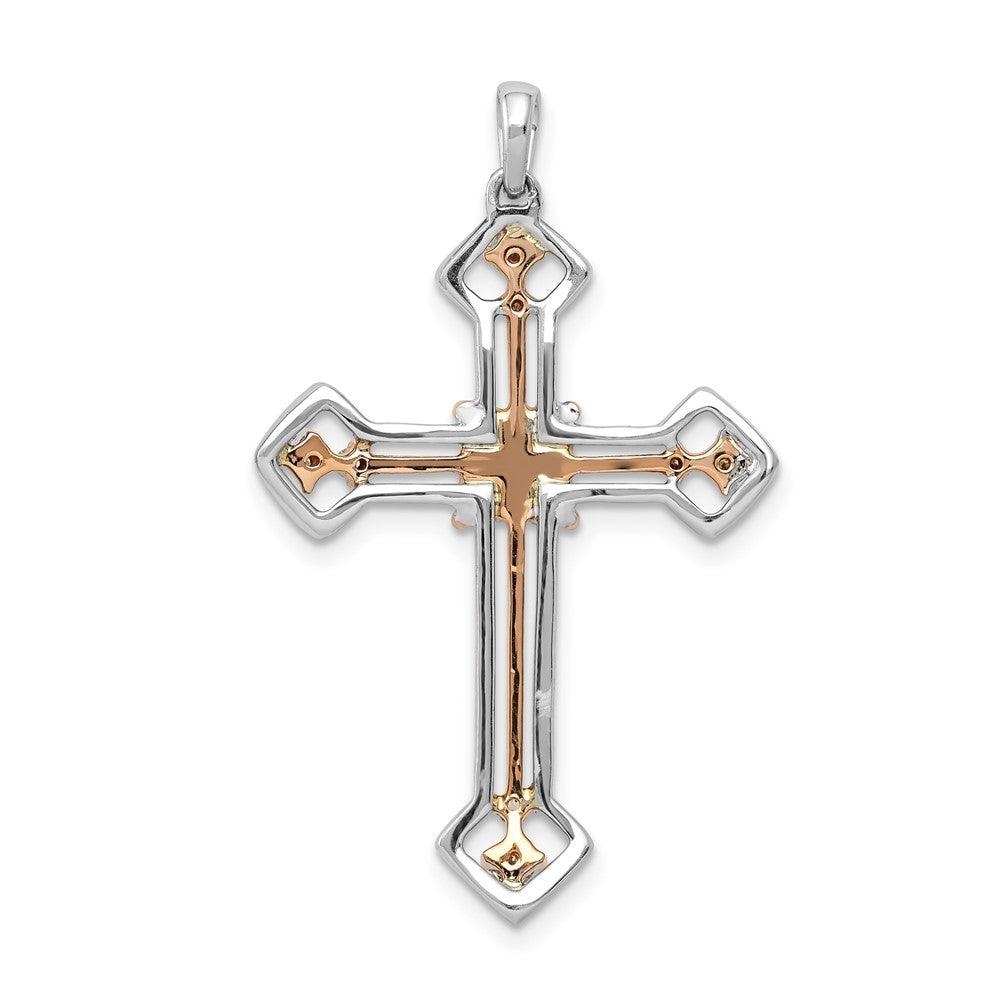 14k Two-tone 3/8ct. Diamond Cross Pendant
