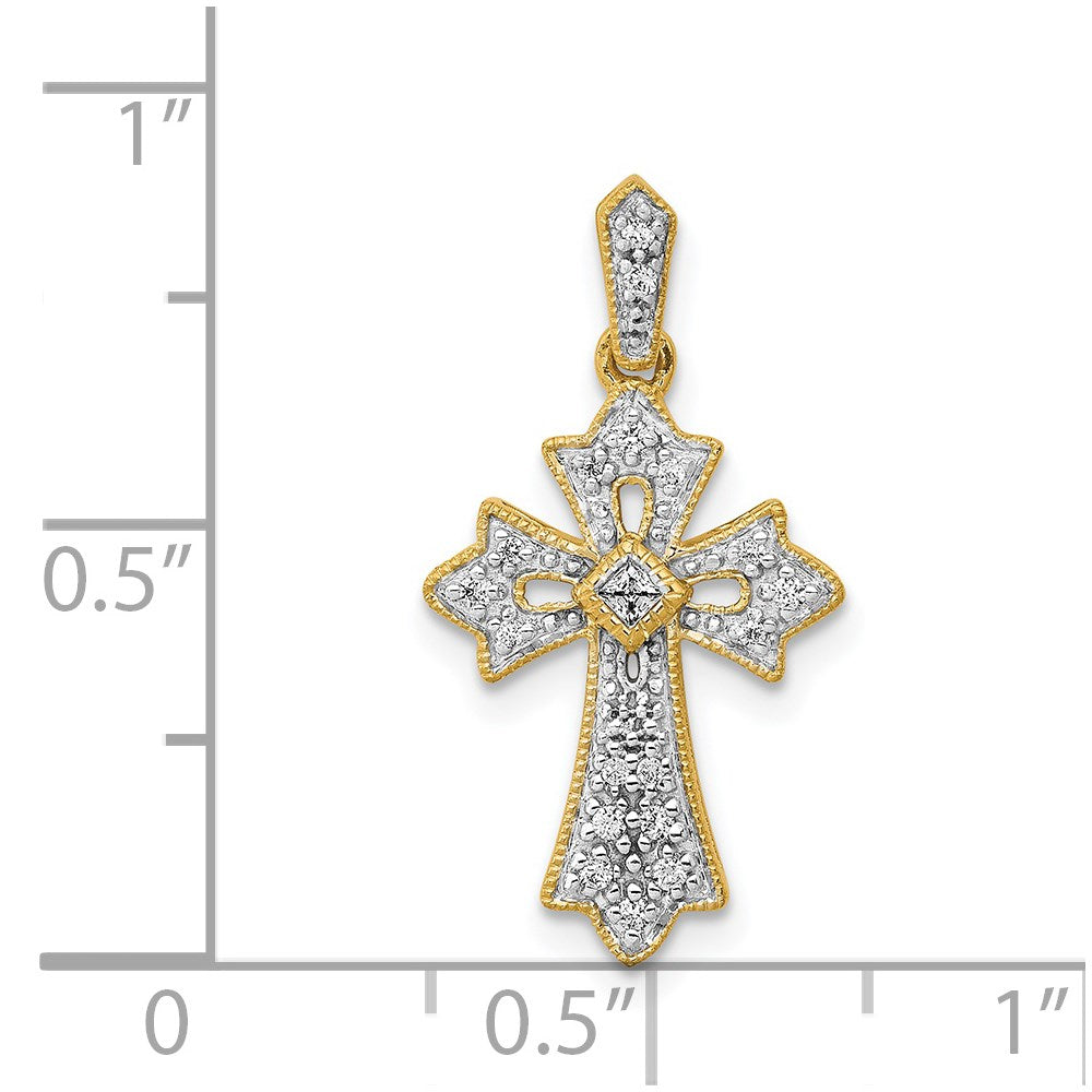 14k 1/10ct. Diamond Fancy Cross Pendant
