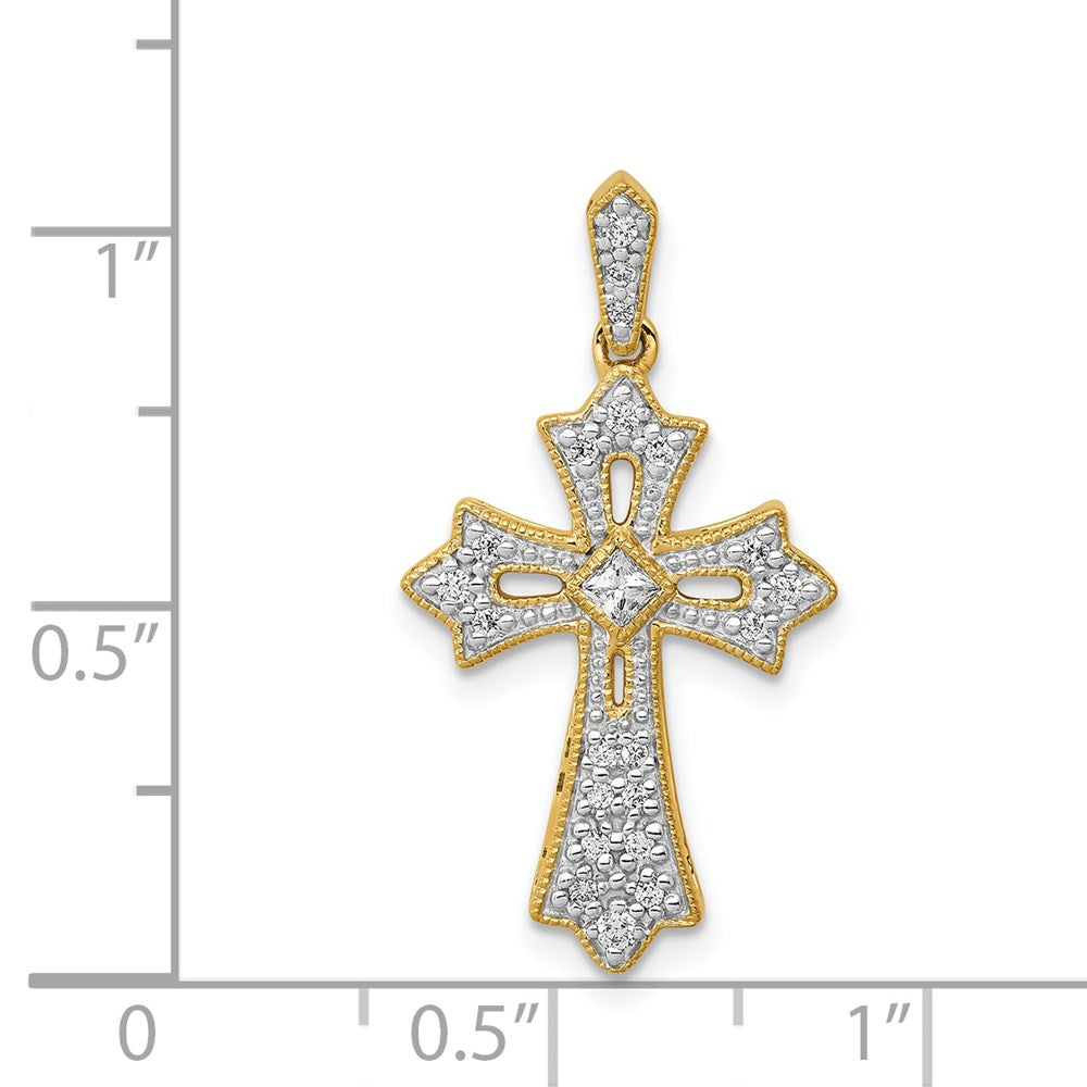 14k  1/6ct. Diamond Fleur de Lis Cross Pendant