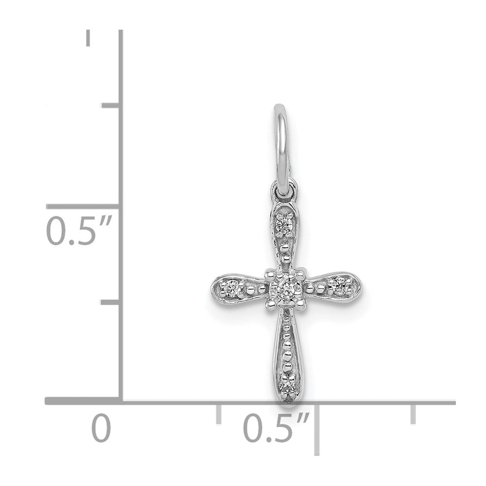 14k White Gold .03ct. Diamond Cross Charm