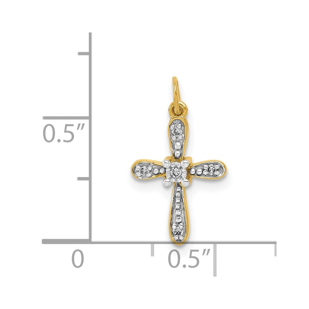 14k and Rhodium .03ct. Diamond Cross Charm