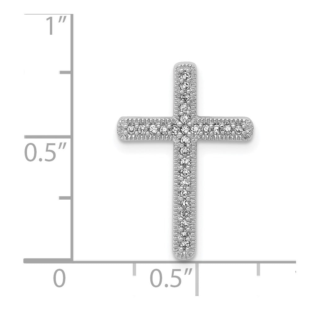14k White Gold 1/10ct. Diamond Cross Chain Slide
