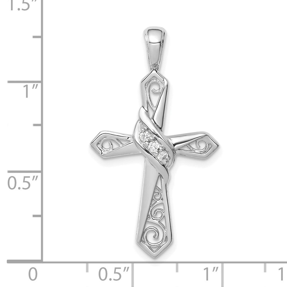 14k White Gold 1/20ct. Diamond Cross Pendant