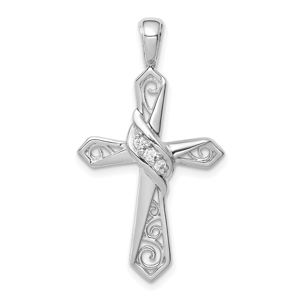 14k White Gold 1/20ct. Diamond Cross Pendant