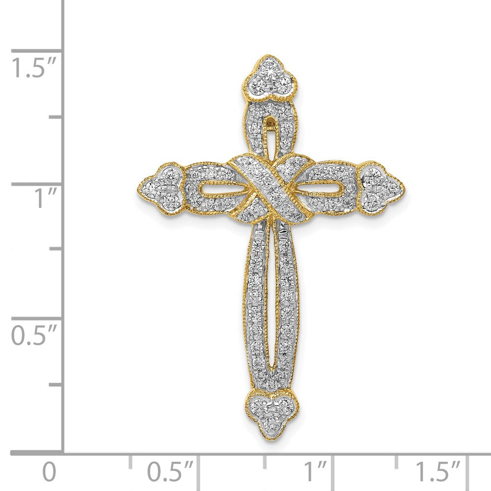 14k 5/8ct. Diamond Budded Cross Chain Slide