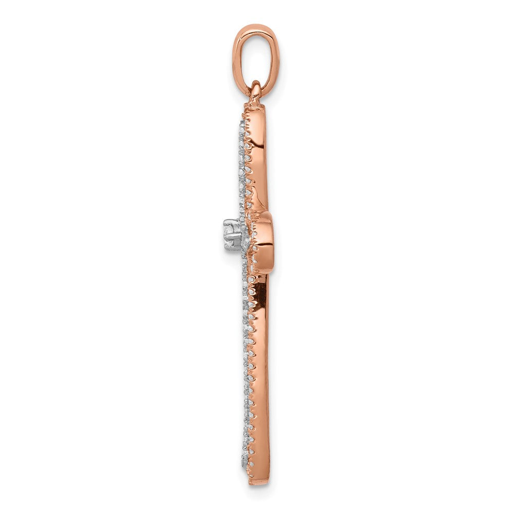 14k White and Rose Gold Diamond Cross Pendant