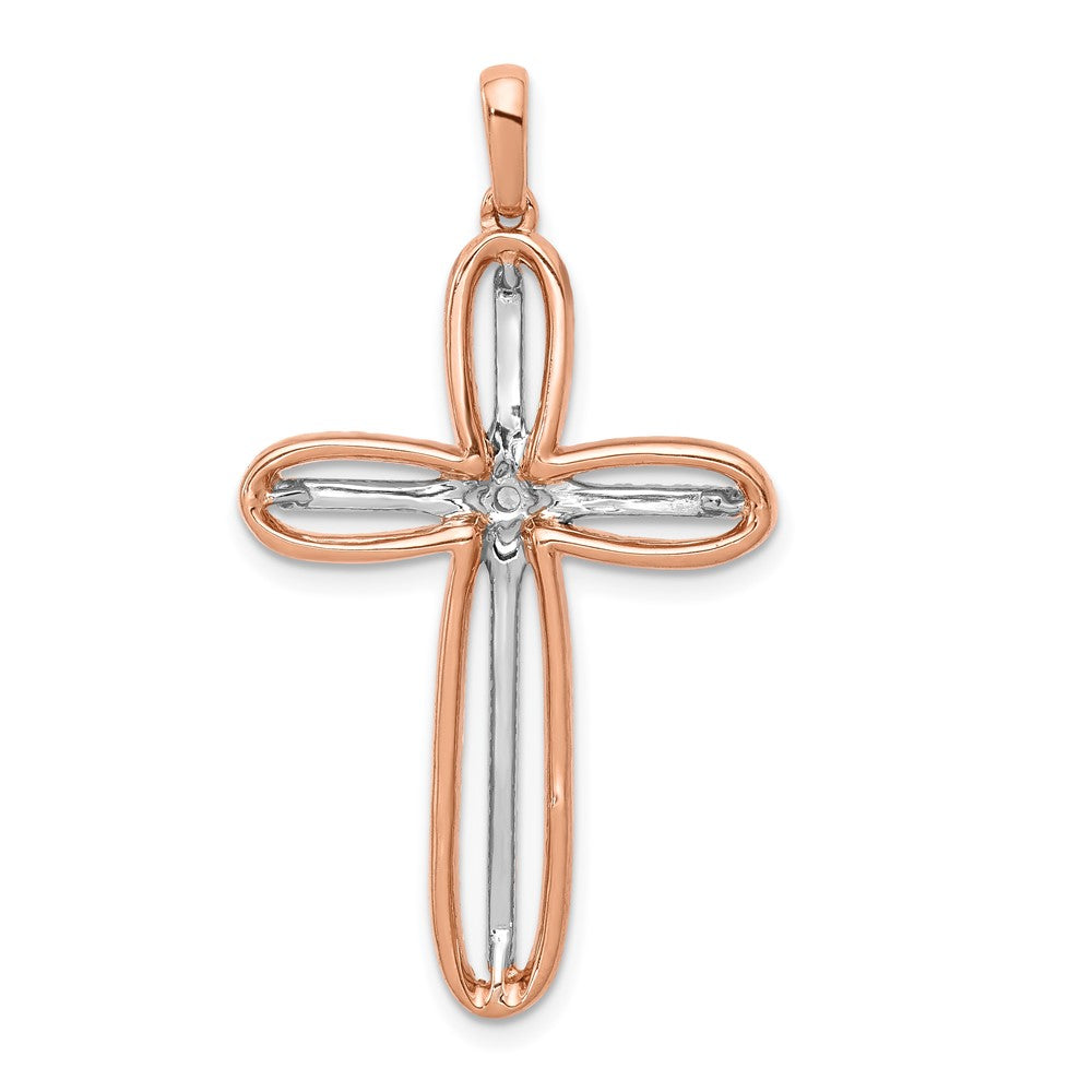 14k White and Rose Gold Diamond Cross Pendant