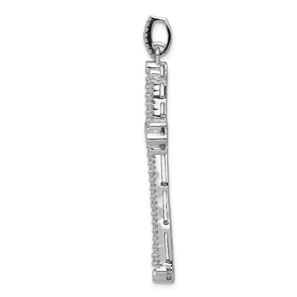 14k White Gold 1ct. Diamond Budded Cross Pendant