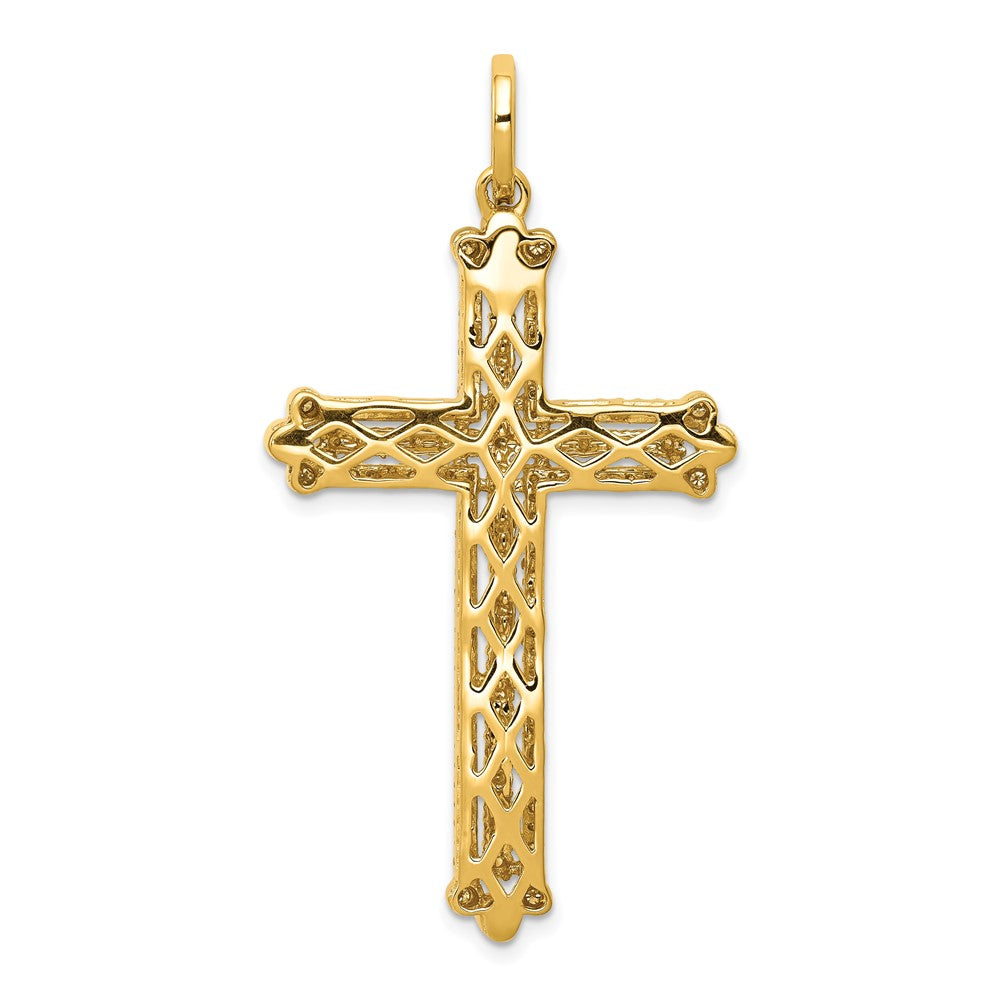 14k Diamond Budded Cross Pendant