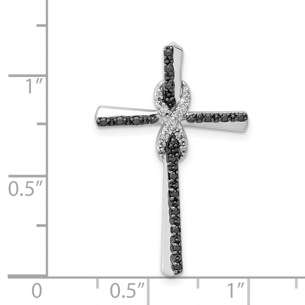 14k White Gold Black and White Diamond Infinity Cross Chain Slide