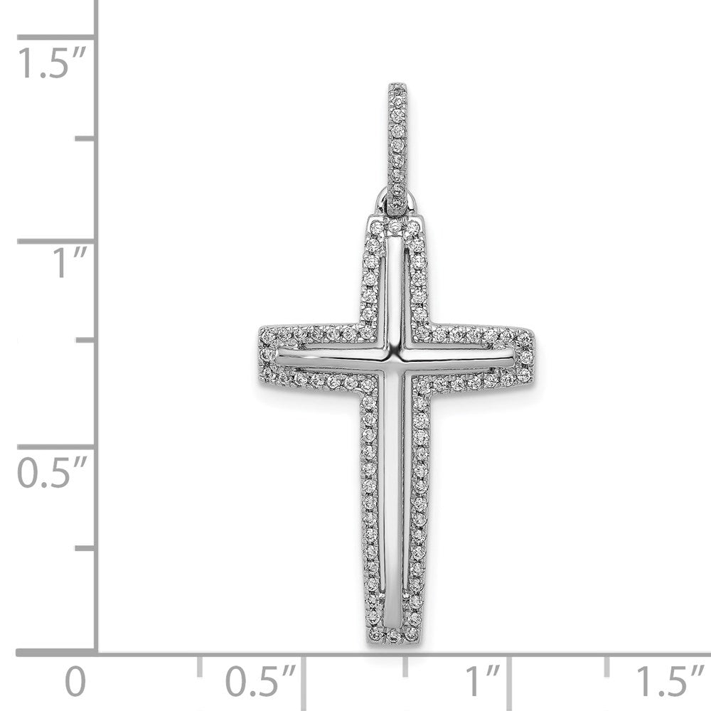 14k White Gold Diamond Cross Pendant