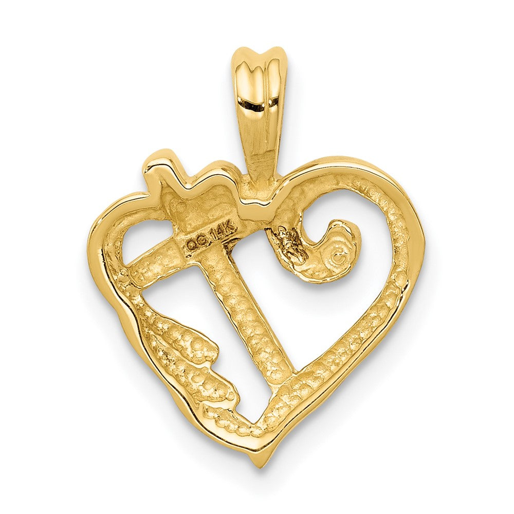 14k AA Diamond Heart with Cross Pendant