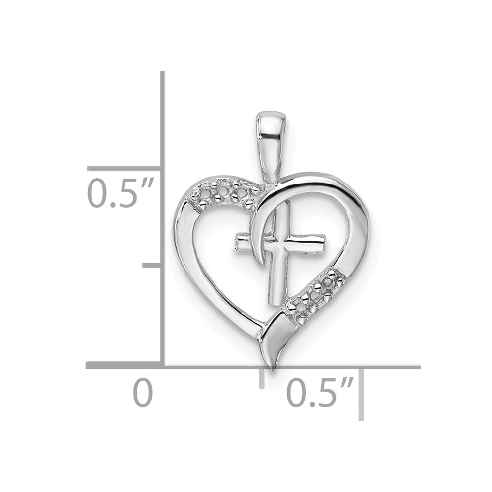 14k White Gold Heart Cross Pendant Mounting