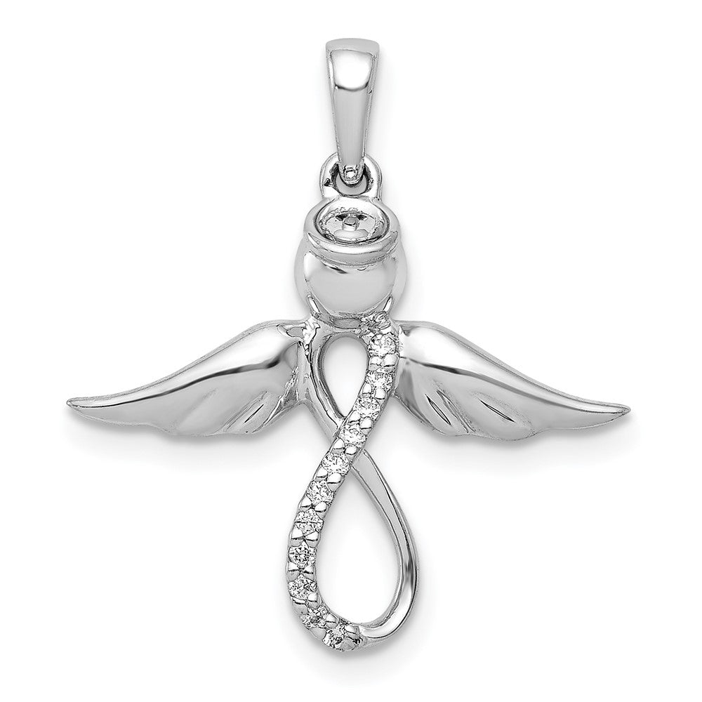 14k White Gold Diamond Infinity Angel Pendant