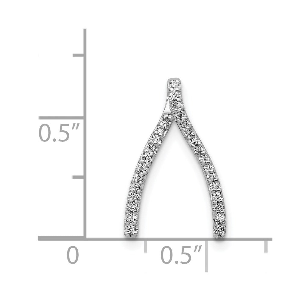 14k White Gold Diamond Wishbone Chain Slide