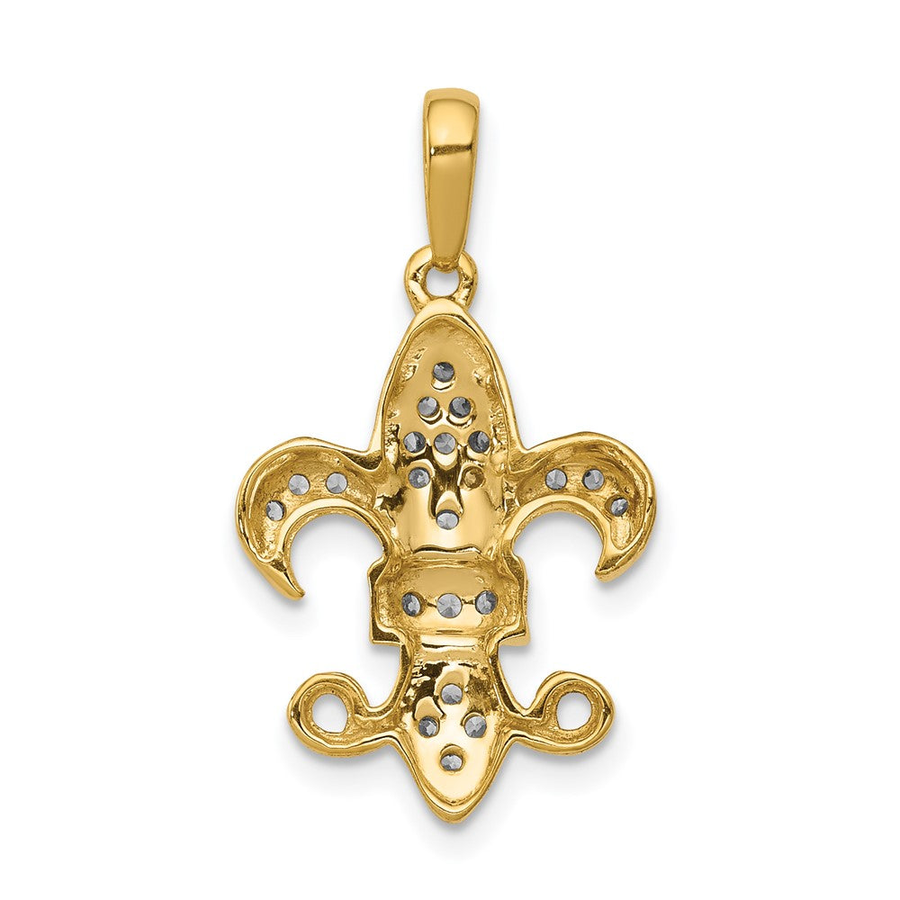 14k Diamond Fleur De Lis Pendant