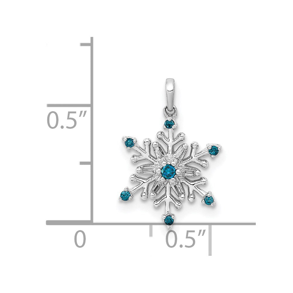 14k White Gold 1/10ct. Blue and White Diamond Snowflake Pendant