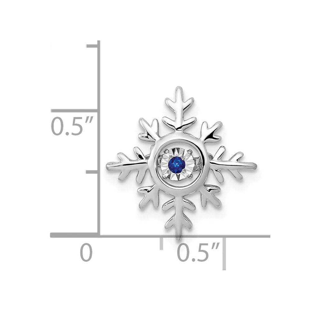 14k White Gold Vibrant Moving Sapphire Snowflake Chain Slide