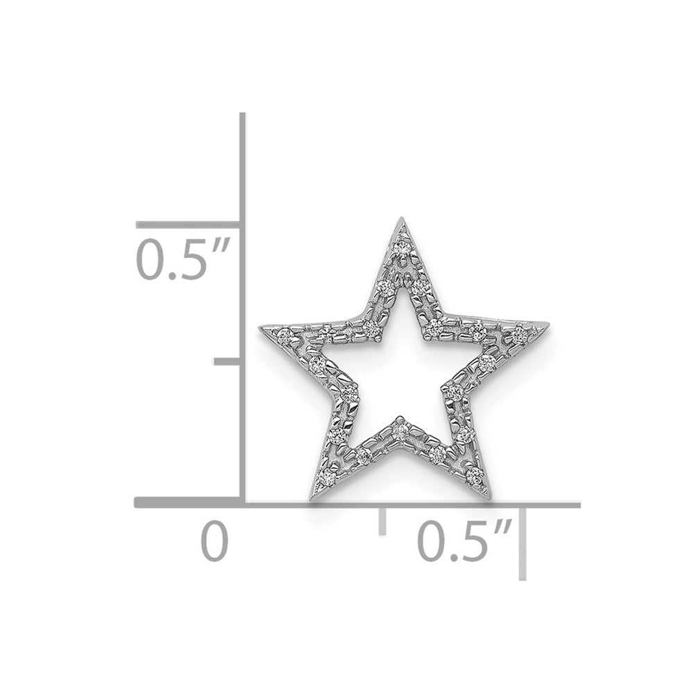 14k White Gold Small Diamond Star Chain Slide Pendant