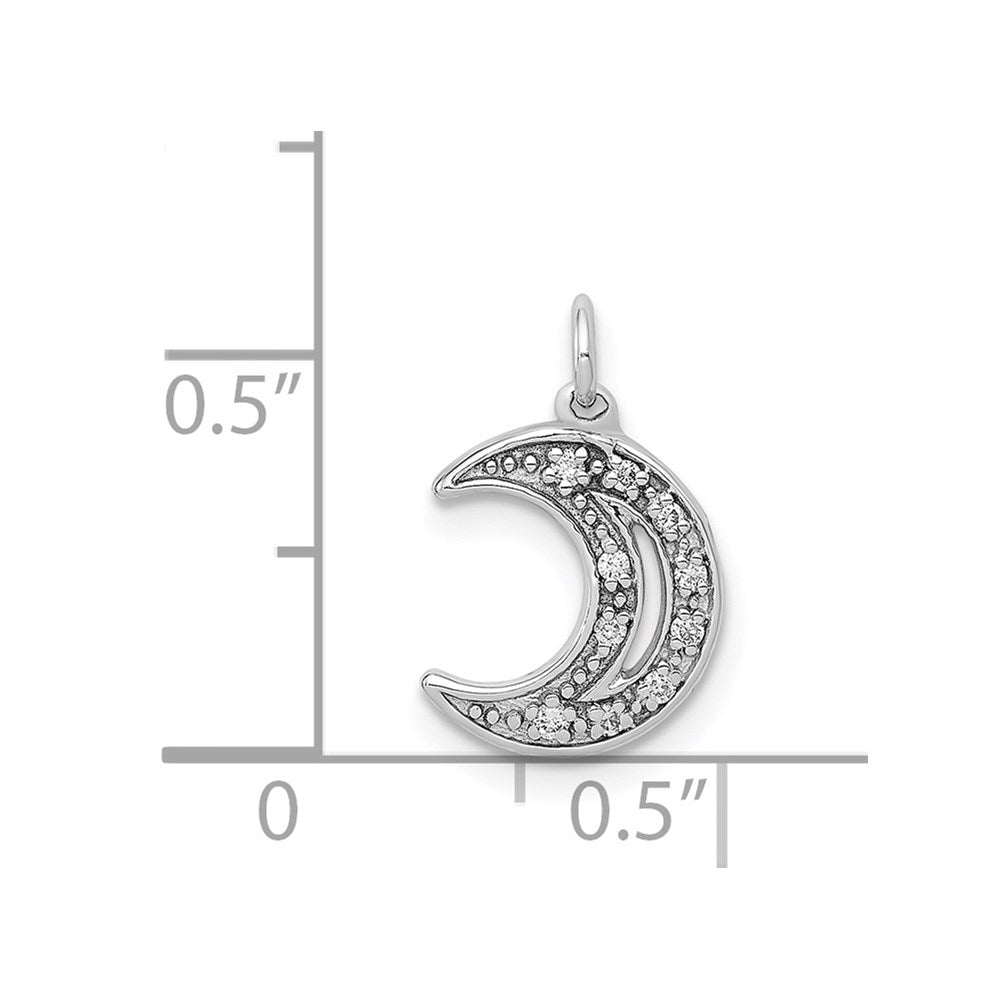 14k White Gold Diamond Moon Charm