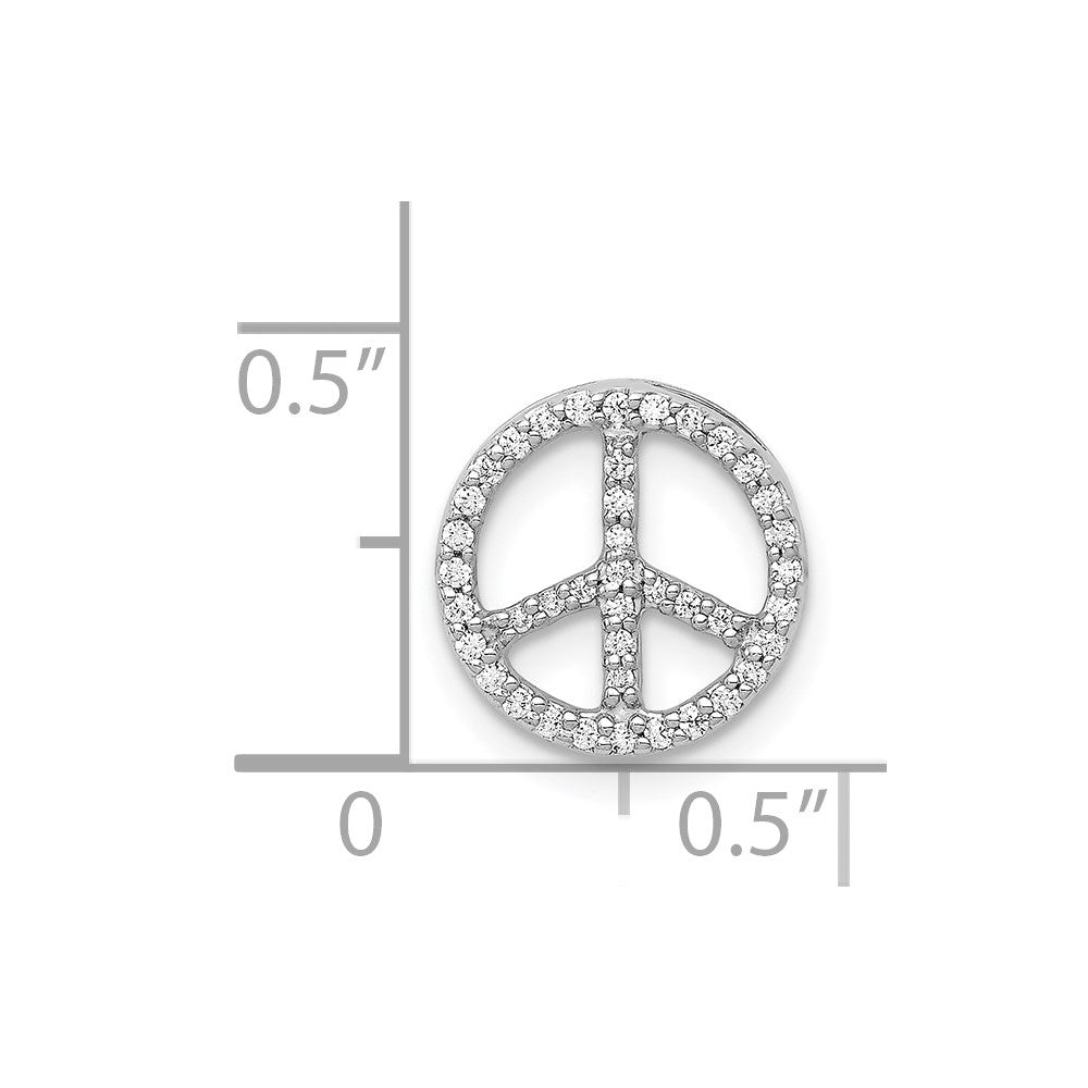 14k White Gold Diamond Peace Sign Slide