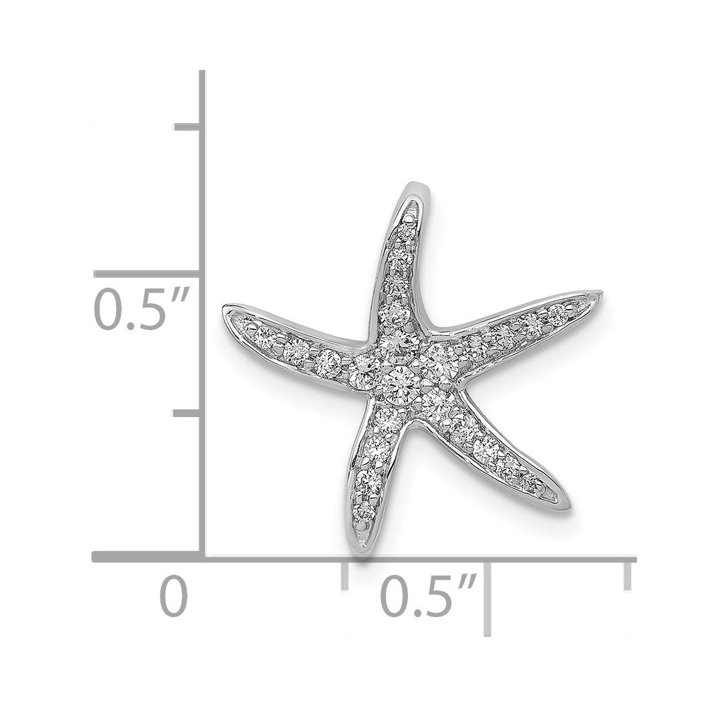 14k White Gold Diamond Starfish Chain Slide Pendant