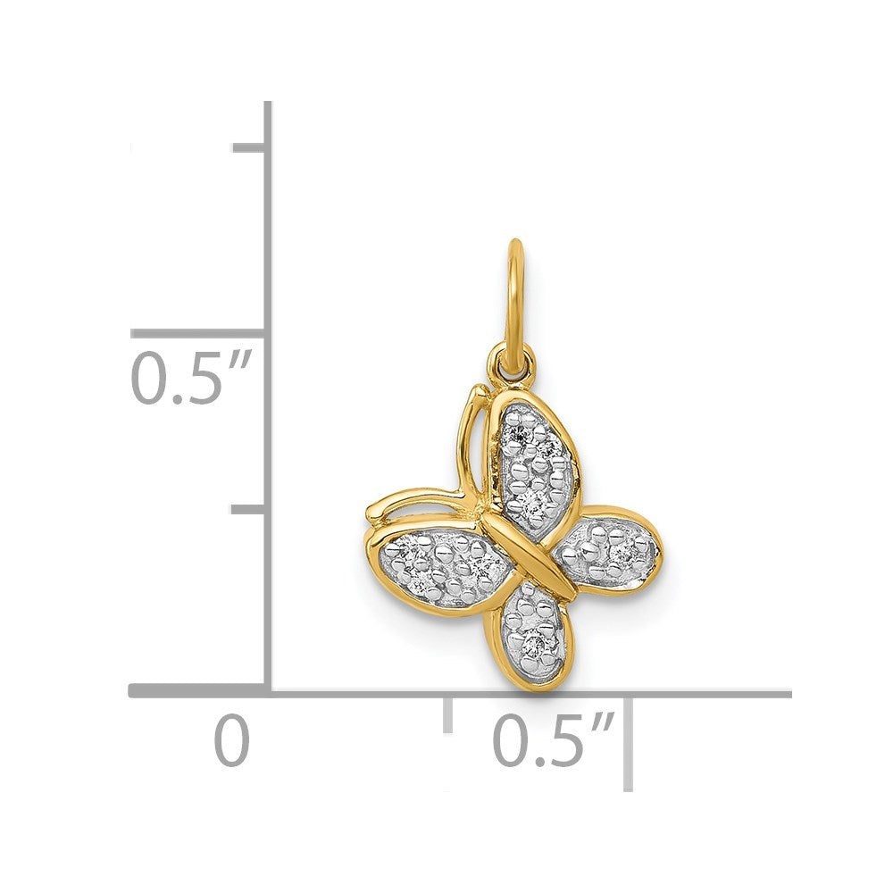 14k Diamond Butterfly Charm