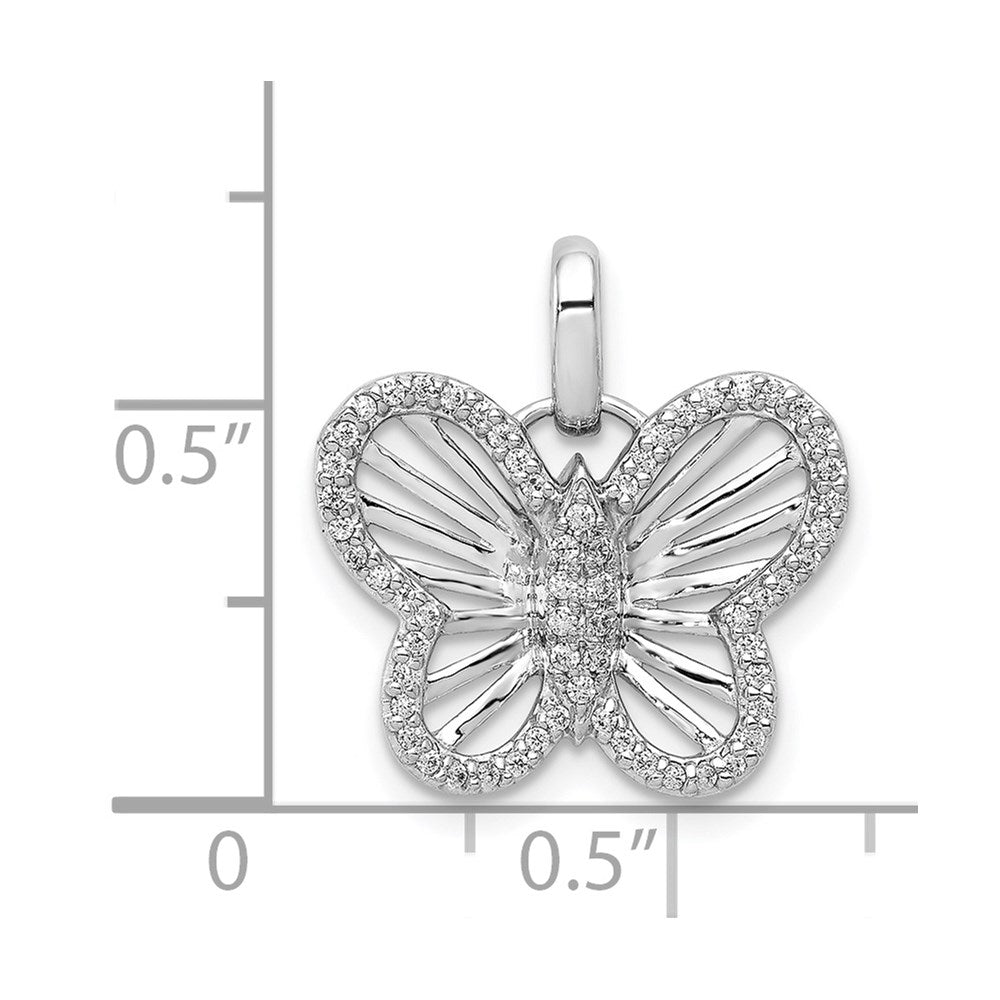 14k White Gold 0.19ct Diamond Butterfly Pendant