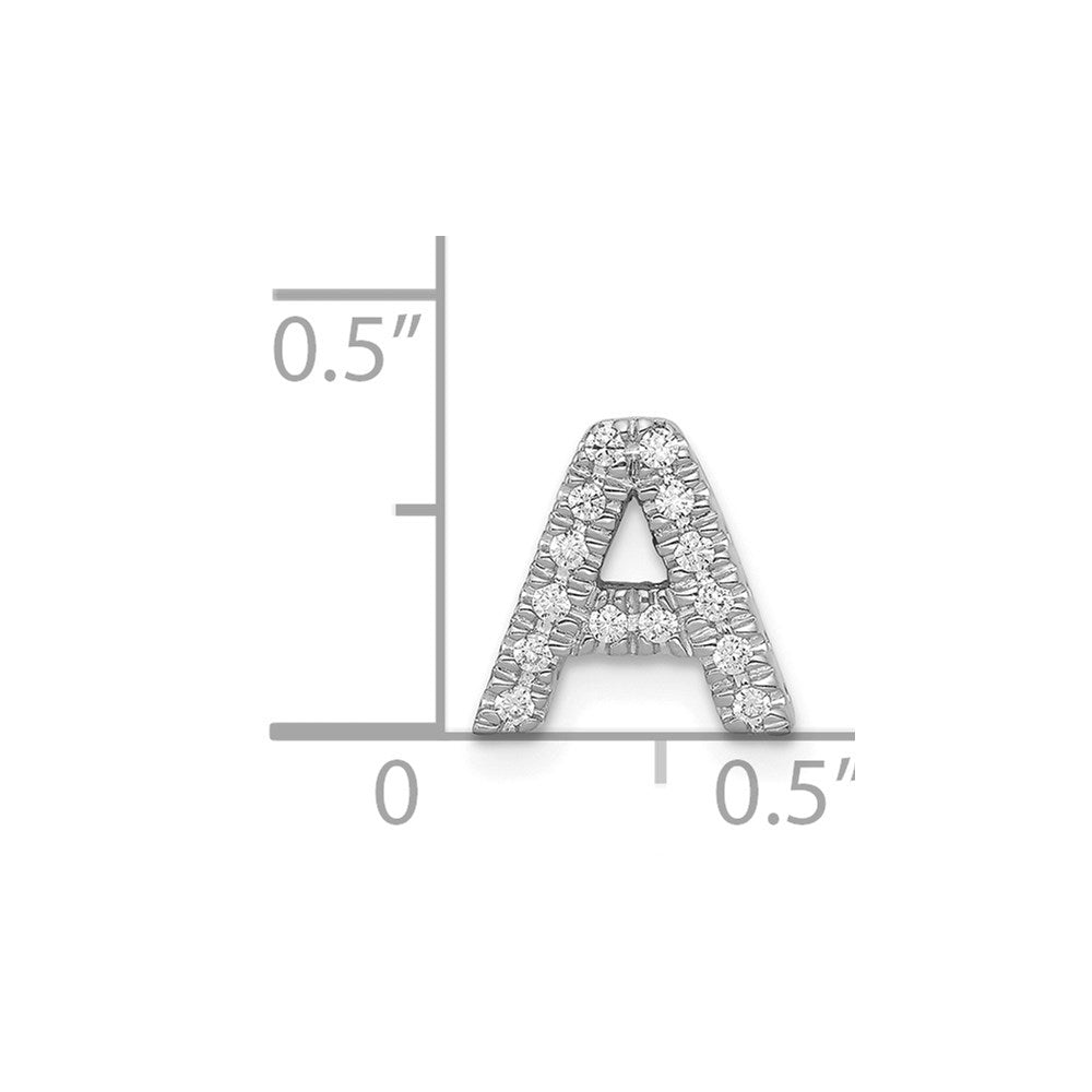 14K White Gold Diamond Letter A Initial Charm