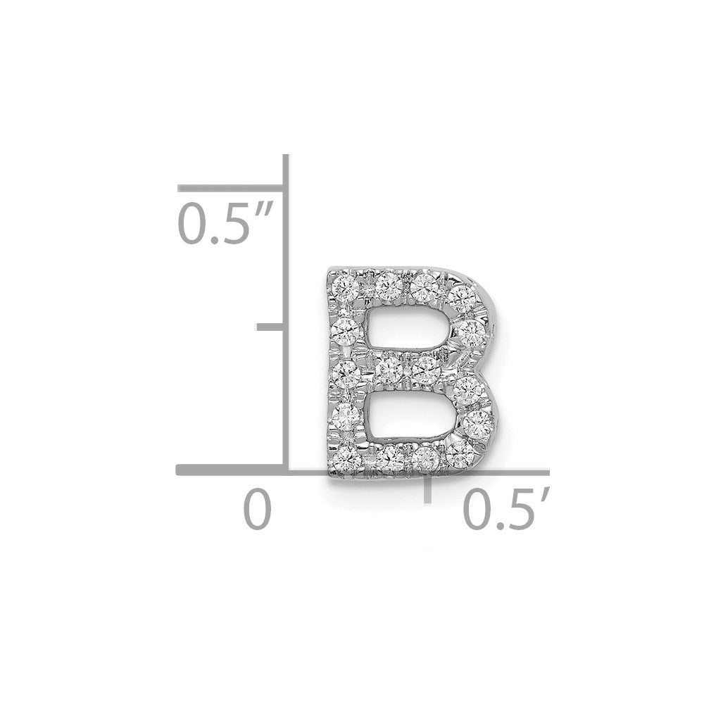 14K  White Gold Diamond Letter B Initial Charm