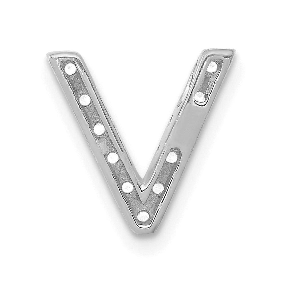 14K White Gold Diamond Letter V Initial Charm