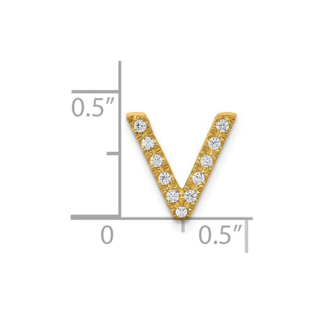 14K  Diamond Letter V Initial Charm