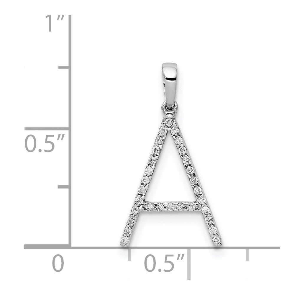 14K White Gold Diamond Letter A Initial Pendant