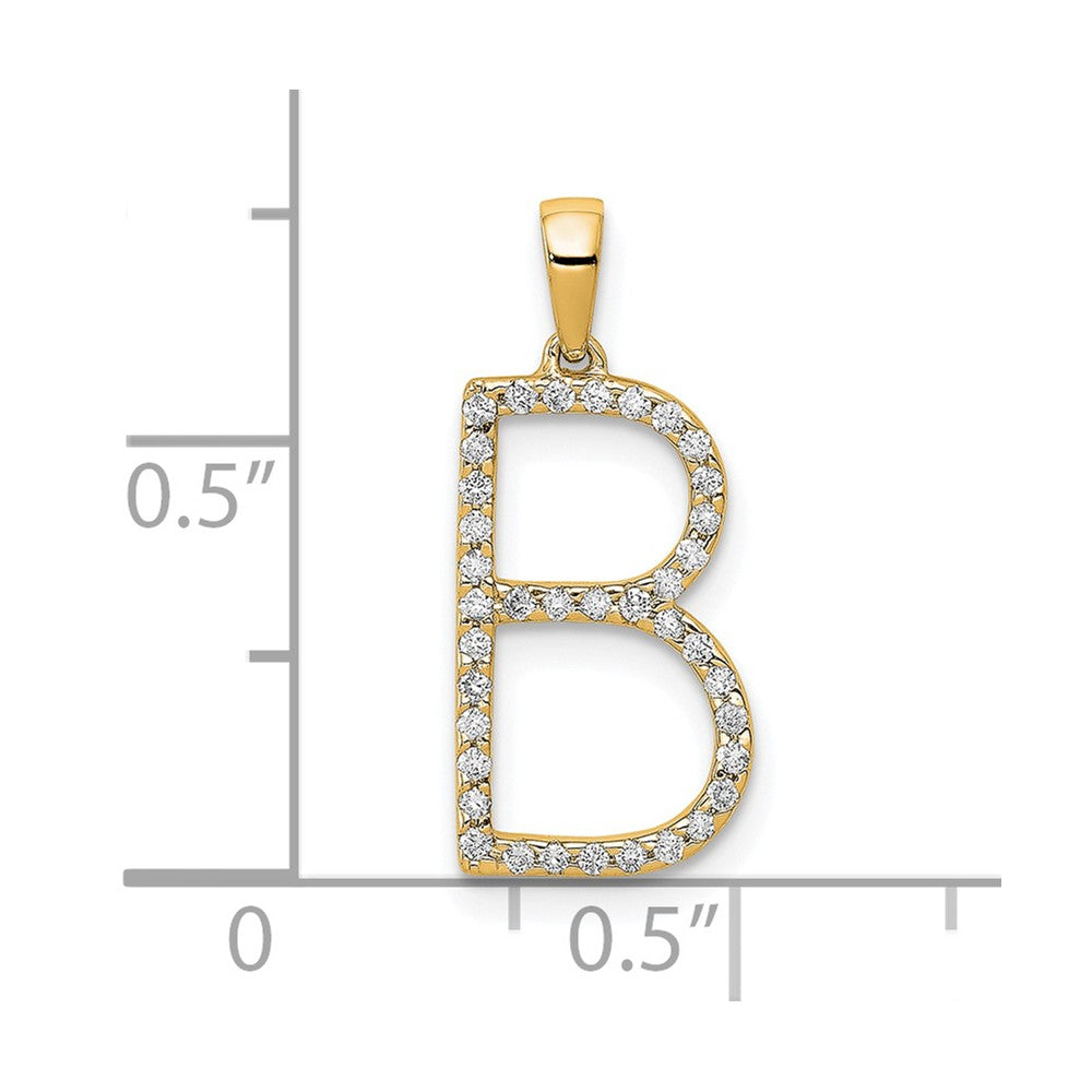 14K Diamond Letter B Initial Pendant