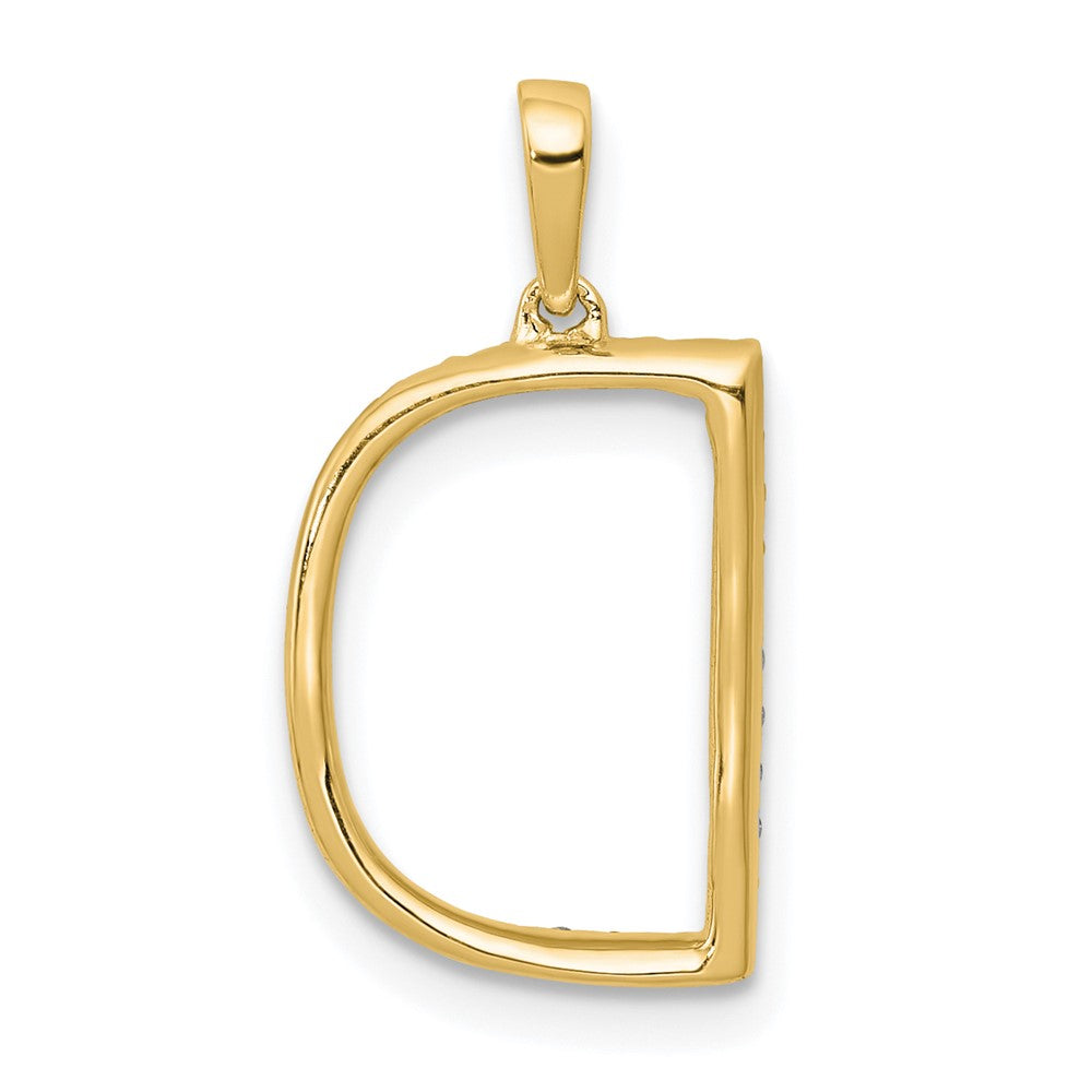 14K Diamond Letter D Initial Pendant