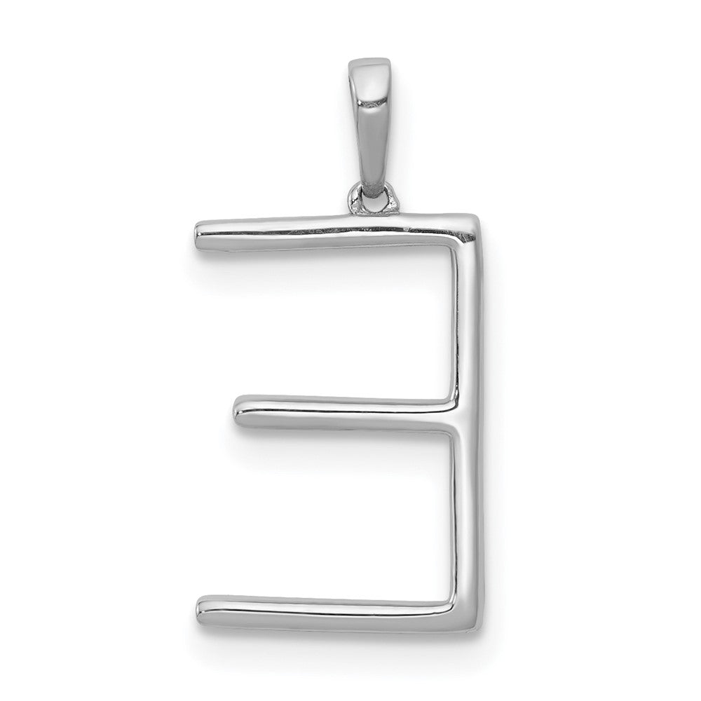 14K White Gold Diamond Letter E Initial Pendant