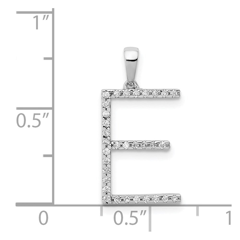 14K White Gold Diamond Letter E Initial Pendant