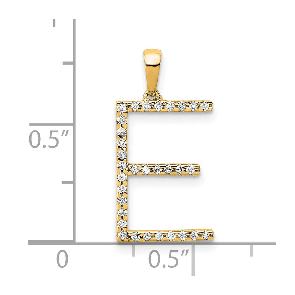 14K Diamond Letter E Initial Pendant