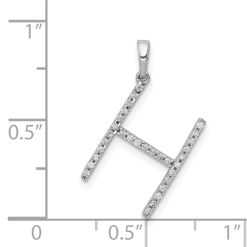 14K White Gold Diamond Letter H Initial Pendant