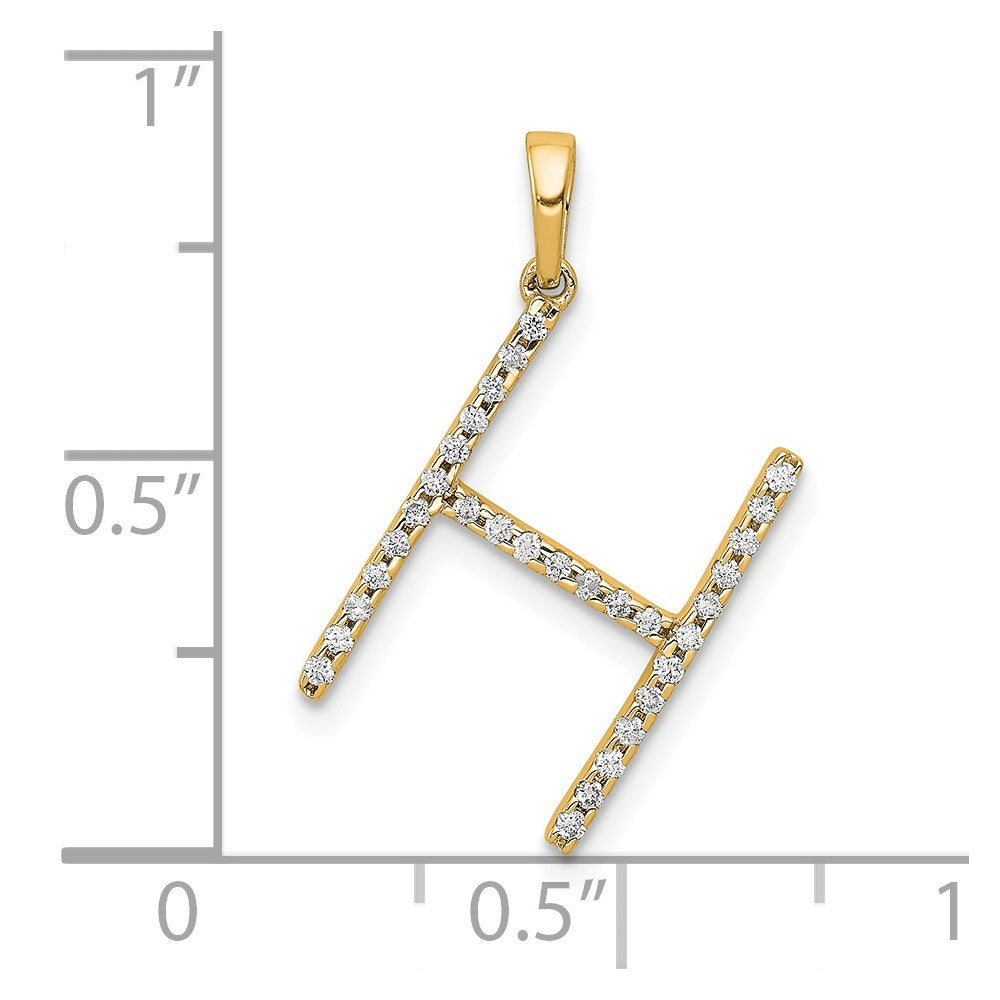 14K Diamond Letter H Initial Pendant