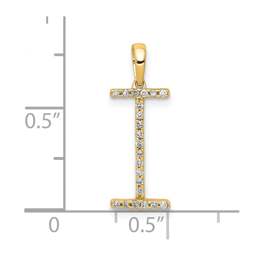 14K Diamond Letter I Initial Pendant