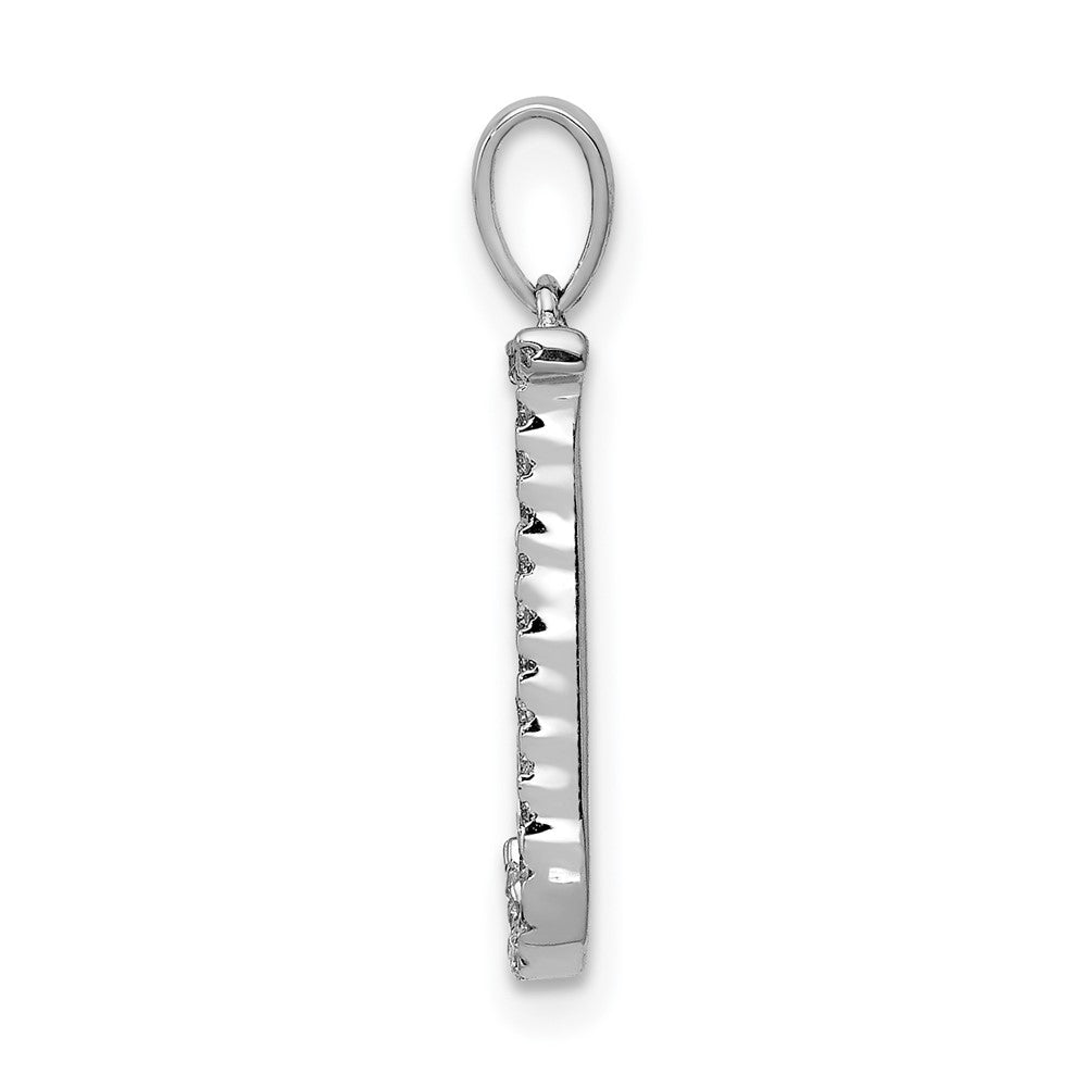 14K White Gold Diamond Letter J Initial Pendant