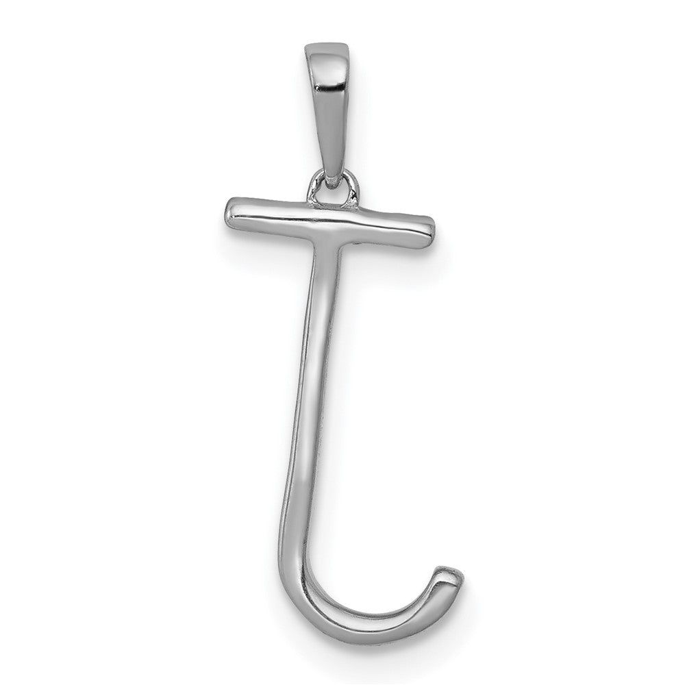 14K White Gold Diamond Letter J Initial Pendant