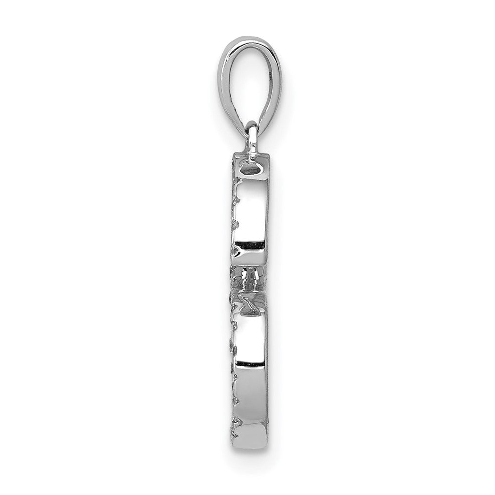 14K White Gold Diamond Letter S Initial Pendant