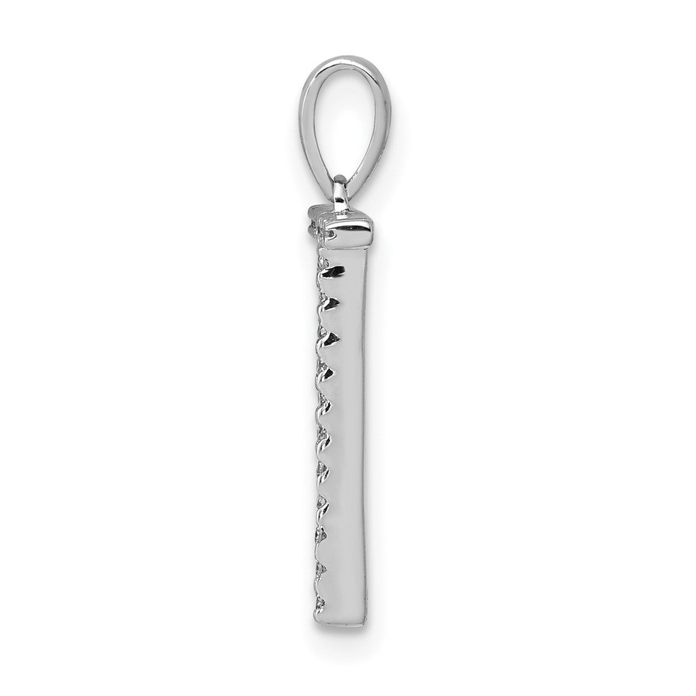 14K White Gold Diamond Letter T Initial Pendant